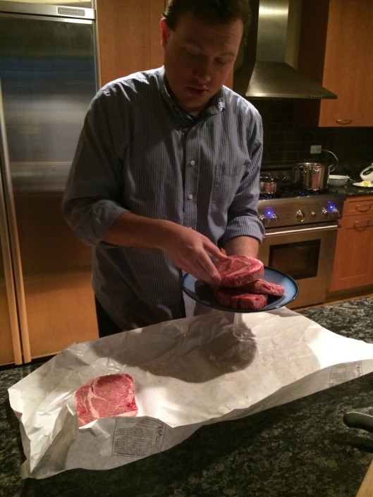 Making steak's for his in-laws.